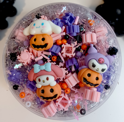 "Hello-ween, but cute" clear Blockbead Slime