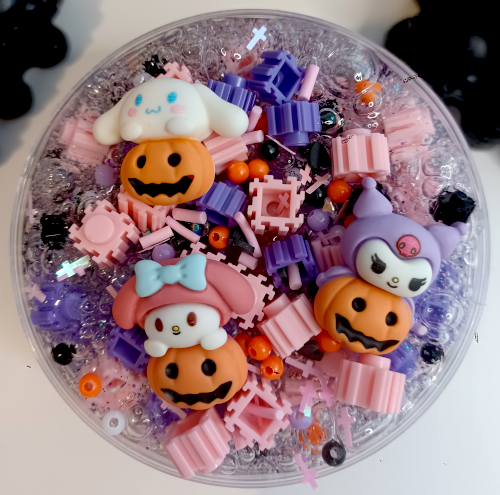 "Hello-ween, but cute" clear Blockbead Slime