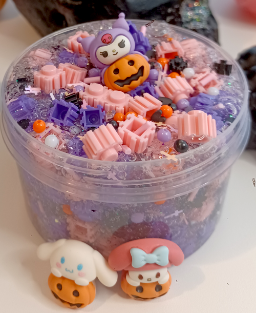 "Hello-ween, but cute" clear Blockbead Slime